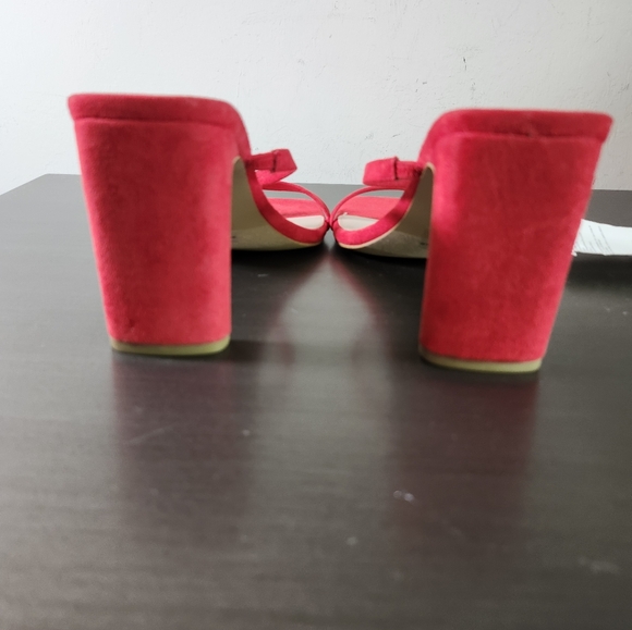 The Drop Avery Red Faux Suede 2 Strap Square Toe High Heel Sandals Size 9M NWT - Picture 7 of 11
